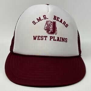 Vintage 80s SMS Bears Trucker Hat Baseball Cap Missouri State MSU Snapback Red